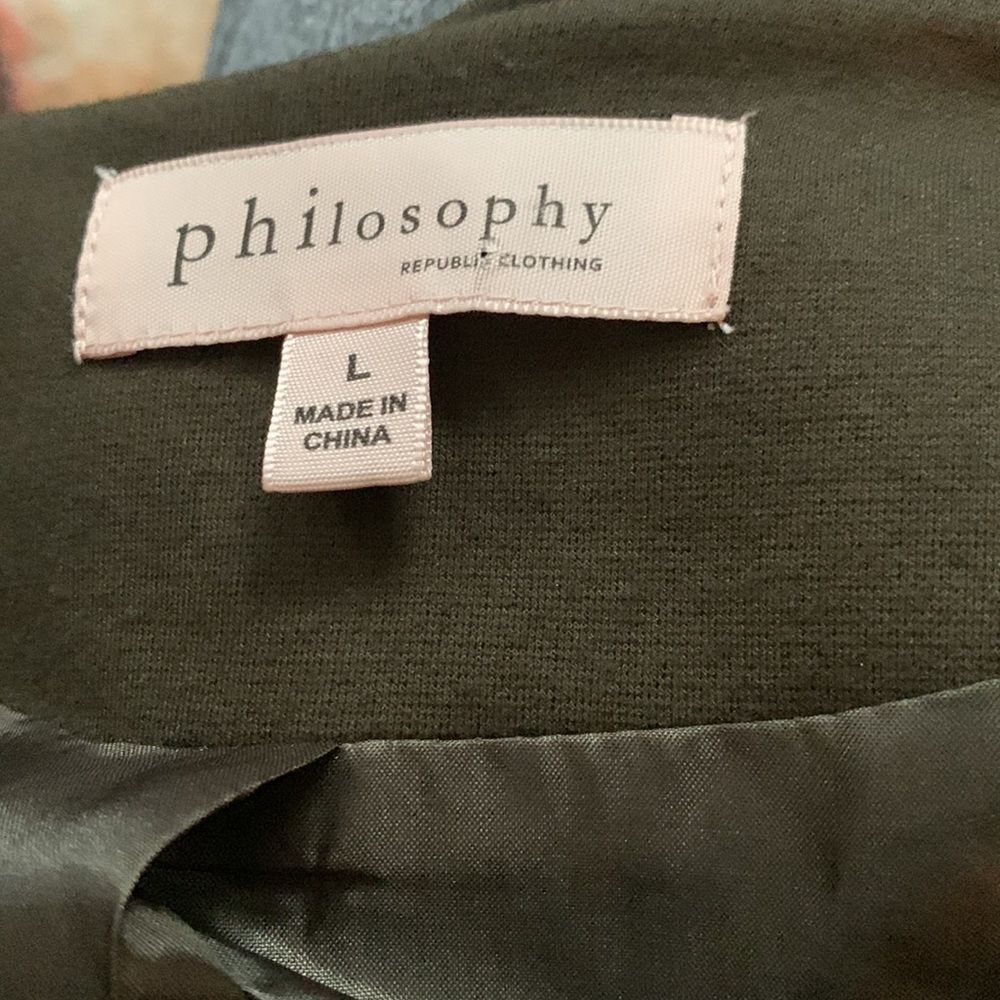 Lined Philosophy Olive Zippered Jacket Size L